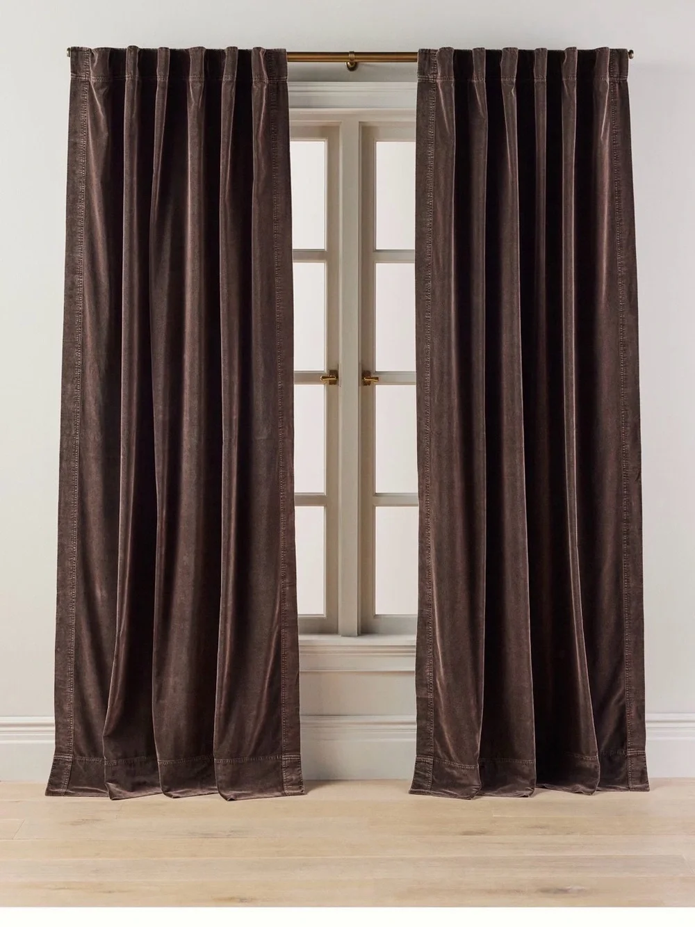 Anthropologie trova washed velvet curtain panel Chocolate Brown 96 x 50 in